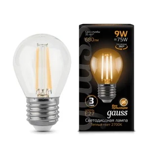 Лампа Gauss LED Filament Globe E27 9W 2700K Улыбка Света